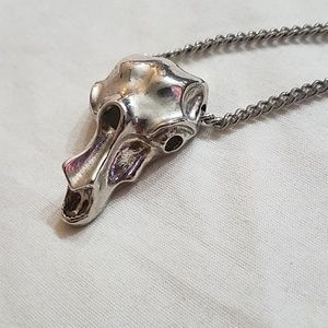 Silver Tone Animal Skull Necklace